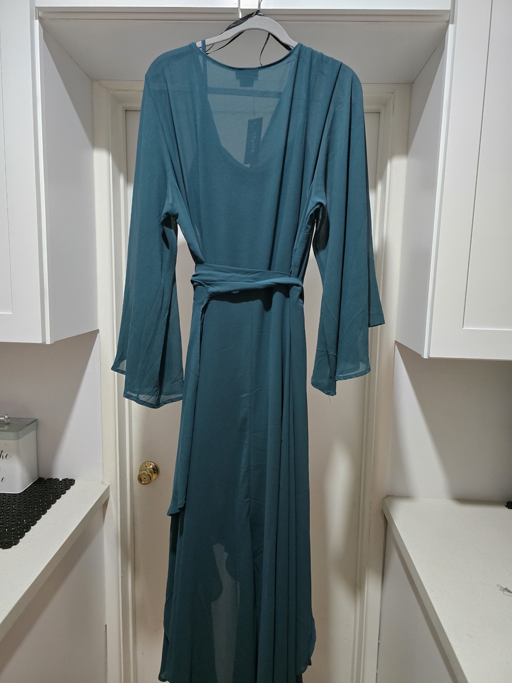 City Chic Fleetwood Maxi High-Low Wrap Dress Alpine Green Size L/US20 - Picture 7 of 14